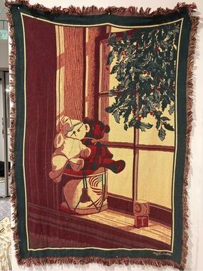 Bob Timberlake “Bears in Window” fringed throw